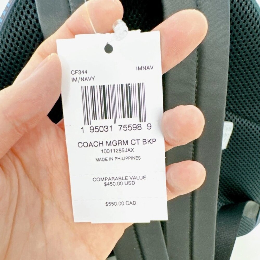 Coach CF344 Court Backpack With Coach Monogram Print IN NAVY - Picture 5 of 5